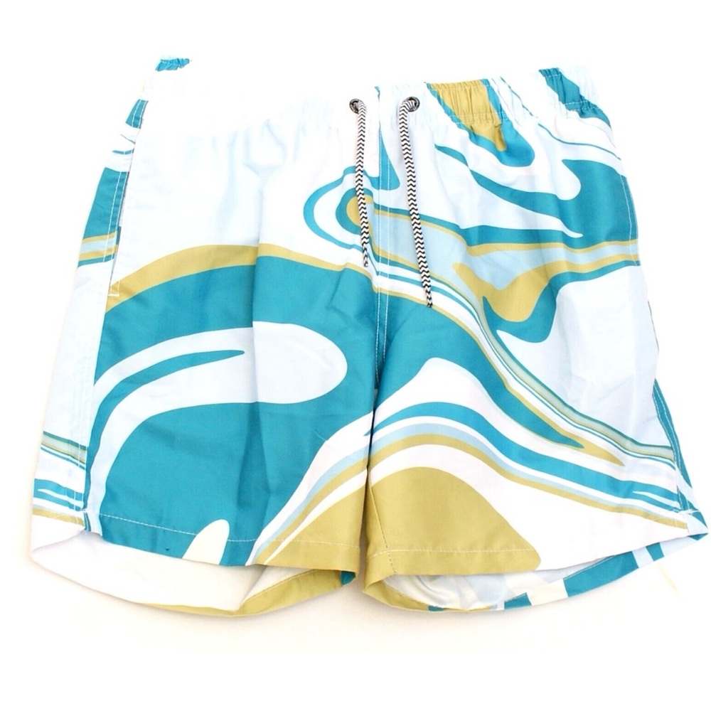Franks Australia men’s swim trunks size medium. Garden island print blue green